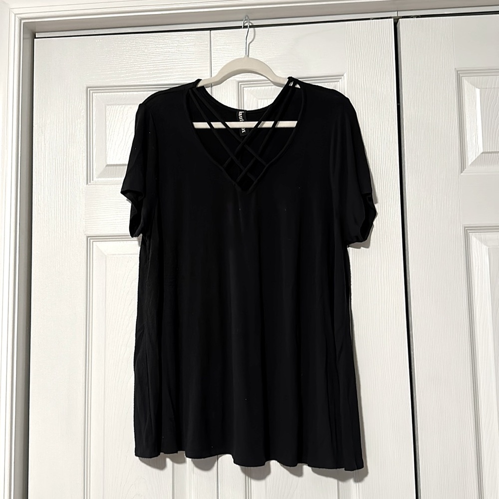 Crisscross neckline blouse